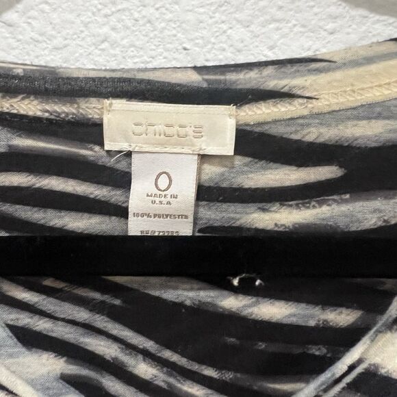 Vtg Chico’s Mixed Media Knit Top Sz S Cap Sleeves Embellished Y2K Floral - Picture 2 of 5